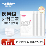 维德（WELLDAY）一次性医用外科口罩灭菌级三层防护挂耳式防粉尘雾霾冬季透气防风 【白色外科灭菌口罩】 【100只】10只/袋