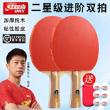 红双喜（DHS） 乒乓球拍2只装双拍套装对拍儿童小学生初学入门级家庭娱乐乒乓拍 二星级横拍2支+6只乒乓球