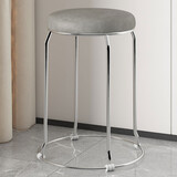 非洲鹰（feizhouying）家用圆凳板凳实木凳子软包小圆凳不锈钢圆凳客厅凳子餐桌椅子凳子 加粗四柱皮革灰