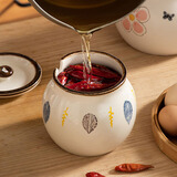 素美吉（SUMEIJI） 调味罐陶瓷带盖勺猪油罐陶瓷油泼辣子辣椒罐荤油家用厨房盐罐子 秋叶物语-大号1150ml（配勺子）