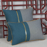 千衣布伊除甲醛简约现代沙发靠枕北欧客厅轻奢抱枕靠枕含芯靠背套 双拼蓝+深灰 30*50CM含芯