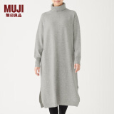 无印良品（MUJI）女式  天竺 高领连衣裙 女装长袖裙子冬季 W9AA875 浅灰色 XS-S （155/80A）