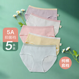 六月玫瑰 内裤女舒适柔棉健康透气女士内裤小清新高弹纯棉裆5条装 组合二 5条 XL