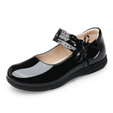 郑童鞋 女童皮鞋真皮黑色儿童表演出鞋花童鞋学生黑色单鞋礼仪鞋校鞋牛皮软底 23628漆皮水钻 中童38码/鞋内长24cm