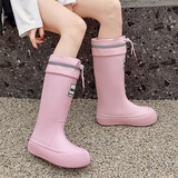 DG&DU雨鞋女款2025新款高筒防水防滑雨靴加绒长筒水鞋时尚学生软底水靴 【防水口款-防水防滑】粉色 36/37【码数偏小】