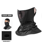 洛克兄弟（ROCKBROS）保暖头巾防寒面罩巾围脖套抓绒魔术头巾冬季男女骑行装备 夏季网纱拼接升级挂耳款-黑色