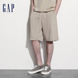 GAP男装夏季刺绣logo松紧抽绳短裤百搭运动休闲裤465597 卡其色 M (170/80A) 亚洲尺码