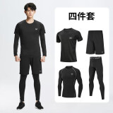 361°运动套装速干衣男春夏运动服跑步套装健身服男跑步紧身衣健身房晨 【四件套】经典拉链短裤 L