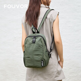 FOUVOR旅游双肩包女2026新款时尚超轻便斜挎两用帆布单肩小背包运动胸包 绿色（小款）10升  可斜挎/双肩