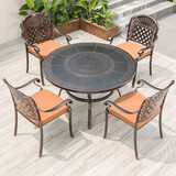 莫 家户外烧烤桌椅铸铝庭院休闲bbq烧烤架家用木炭烧烤炉 【电烤】4张拉菲椅+110cm烧烤桌