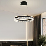 凡甄极简创意吊灯卧室灯简约餐厅灯温馨大气房间灯具广东中山灯饰 黑色60CM三色变光72W