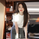 乐芬兰连衣裙2025夏季新款女装轻熟风小个子修身显瘦包臀短裙职业套装裙 白色上衣 L