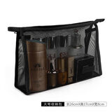 便携女小化妆包 随身蕾丝大容量收纳袋ins风超火收纳包化妆袋简约 经典三角纱网（大号）