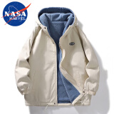 NASA MARVEL棉衣男棉服男冬季外套面包服羊羔绒连帽潮牌加绒加厚百搭情侣装