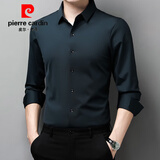 皮尔卡丹（pierre cardin）【5万+已加购】衬衫男士长袖免烫抗皱高弹力中年冰丝商务休闲衬衣 墨绿色 58/190/4XL 【建议170-185斤】