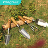 zeego植客 5035园艺木柄合金铲挖土赶海工具套装种植松土神器盆栽用品 工具四件套礼盒装
