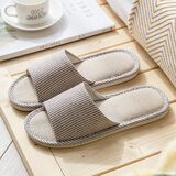 洁丽雅 亚麻拖鞋男室内居家防滑棉麻四季家居情侣静音防臭凉拖鞋家用女 咖啡 42-43 (适合41-42码)