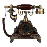 金顺迪K25 欧式仿古电话机家用复古办公座机老式创意转盘时尚电话无线插卡 红木色旋转(接电话线)