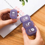 凡雅生活 早中晚睡前迷你小号药盒子可拆卸便携每日分装药丸盒随身装药盒 紫色两条装