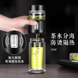 名锐玻璃杯茶水分离杯茶水杯男泡茶杯礼品定制礼品周年庆礼物建党八一 商务黑【遇见礼盒包装】