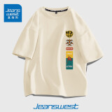 真维斯（JEANSWEST）短袖t恤男ins潮牌2024春夏季男女宽松oversize半袖衣服美式高街男 杏色 狮来运转_K XL【推荐135-155斤】