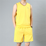 骏迈（JUNMAI）夏季健身跑步休闲运动套装篮球服棉质定制背心男训练队服比赛球衣 男款-271黄色 2XL男款(170-175cm 130-140斤)