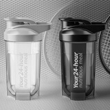收米摇摇杯健身运动水杯男奶昔防漏搅拌杯子刻度杯奶茶摇杯蛋白粉水壶 兄弟同行【优雅灰+经典黑】 500ml