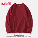 班尼路（Baleno）长袖T恤男秋季潮流基础款内搭男士打底衫红色本命年纯棉男装上衣