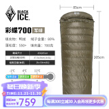 黑冰（BLACKICE）24新标准【彩蝶系列鸭绒信封式羽绒睡袋】户外露营防风成人睡袋 彩蝶700(新标准)/军绿