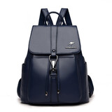 北狐新款韩版头层牛皮防盗双肩包 旅行两用真牛皮背包 休闲学院风潮  黑色