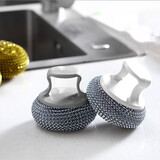 钢丝球家用不掉丝清洁球不锈钢大号铁丝刷厨房刷锅洗碗神器带手柄 带柄清洁球1个装颜色随机