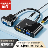 晶华VGA转HDMI/VGA转换器带音频一分二分屏器高清视频扩展同屏器一进二出台式电脑连接电视投影仪Z700