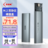 SSK飚王m2移动固态硬盘盒m2 NGFF/NVMe m.2固态硬盘盒子外置外接双协议TypeC 【推荐】双协议10Gbps C371配双线