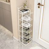 速立普SHULIPU鞋架门口落地现代拖鞋架小型入户门口简约小型窄现代出租房收纳架 奶白色6层【镂空款】