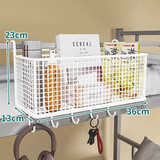 伊思家床边挂篮床头置物架免打孔大学生零食架上铺收纳篮女寝室收纳篮宿 白色大号-挂钩款（送4根扎带）