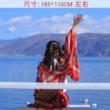 瑞玻尔民族风围巾超大防晒披肩夏季薄款外搭丝巾女士百搭海边纱巾沙滩巾 红色民族风 195*95cm左右