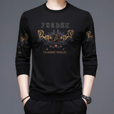 愧愿羊新款长袖T恤男潮流个性印花薄款棉中青年时尚韩版打底衫百搭上衣 318款 L /170适合体重120-140