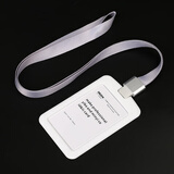 DEZHI 硅胶胸卡柔软证件卡套挂绳吊牌胸卡学生防水门禁卡工作牌热转印挂绳定制作公交白领防丢卡套 白色牌+银扣浅灰纯色绳