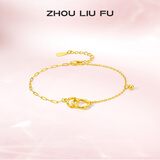 周六福（ZLF）母亲节礼物 S925银饰金色手链女环环相扣时尚手饰送女友生日礼物 约16+3cm