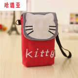 新款手机包女斜挎包零钱包帆布艺手机袋装手机的小包包迷你 【帆布】-红Kitty