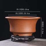 神力花盆 盆景盆 精品古典陶瓷紫砂绿多肉植室内桌面素面带托紫砂花盆 s1259降坡泥矮贵妃+黑托 大