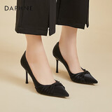 达芙妮高跟鞋女夏季尖头细跟气质单鞋职业工作鞋女鞋子 黑色 35