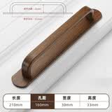 舒斯顿免打孔门把手铝合金拉手衣柜推拉门防盗门室内卫生间浴室 大号桃木色 免钉款（配免钉胶）