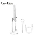 Mongdio奶泡打发器 奶泡机电动手持打奶泡器打奶器牛奶咖啡打泡器奶泡棒  充电款-电动打奶器（白）+支架