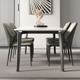 帝狐狸不锈钢意式极简亮光岩板餐桌椅组合简约现代小户型家用牌面饭桌子 1.2X0.8m餐桌 1桌4椅