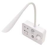 米典家用带台灯的usb转换器插座一转三无线多功能卧室床头喂奶小夜灯 带台灯带USB转换器 白色