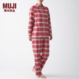 无印良品（MUJI） 女式 无侧缝法兰绒 睡衣 FDA24C0A 女士家居服套装 红色格纹 S-M