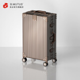 执古BM行李箱全铝镁合金拉杆箱密码小型飞机登机箱大容量铝框旅行箱 钛金 24英寸【托运箱，3-7天长旅行】