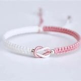 骄鹿长相依莫相离撞色手绳情侣七夕情人节礼物学生手工编织手链送女友 粉色白色 礼盒装