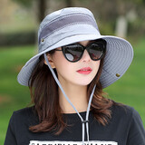 蓓莉卡 帽子女夏天情侣骑车遮阳帽登山大沿防晒帽出游渔夫帽沙滩太阳帽 浅灰色-两种戴法半网202款